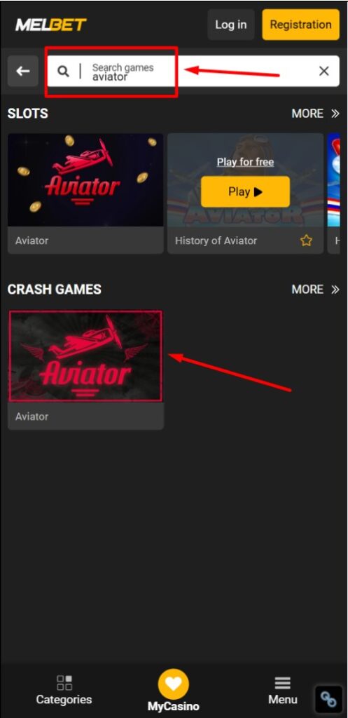 Type Aviator in the search bar