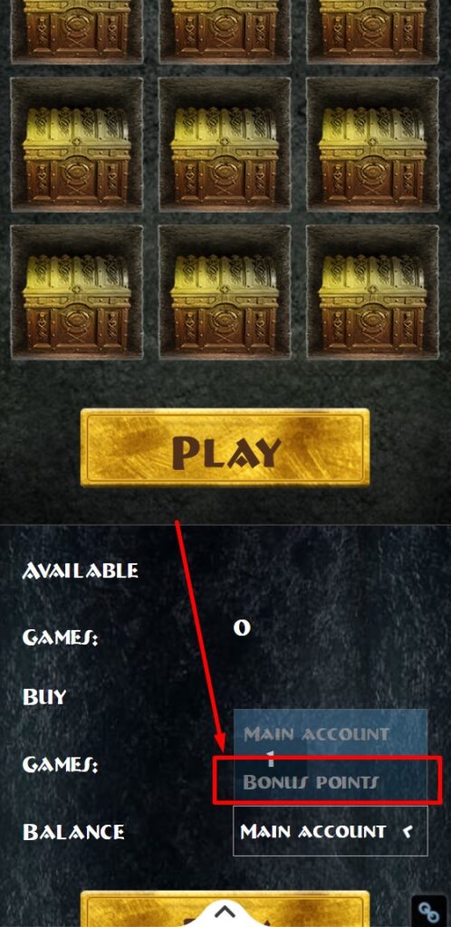 Bet with bonus points on mobile version