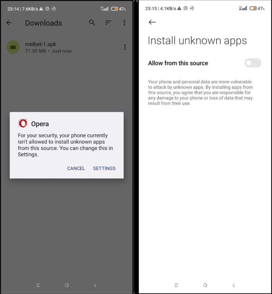 Allowing installation from unknown sources